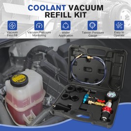 YUANRI Coolant Vacuum Refill Kit Universal Coolant Vacuum Filler with Taiwanese Vacuum Pressure Gauge, 5 Sizes of Adapters, Quick Tee Coupling, 60 Inch Hose Compatible with All Vehicles