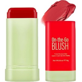 LUHI Barra de Rubor en Crema, rubor en barra, Blush Cremoso, Barra de Rubor Hidratante de Textura Cremosa, Mate de Piel Madura. (1PCS, Rojo)