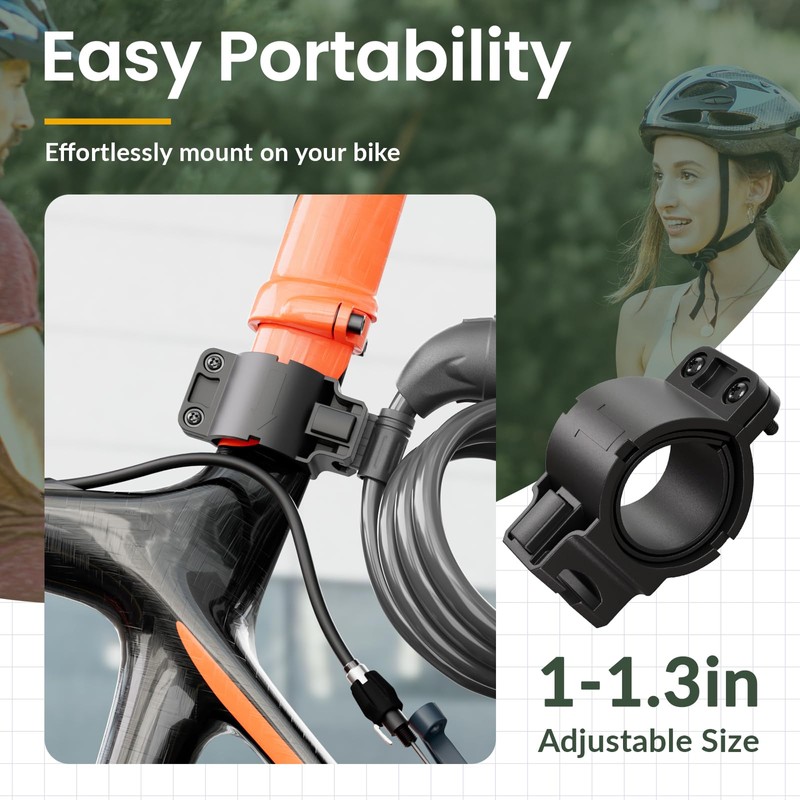 Titanker Bike Lock, Bicycle Lock 4 Feet Cable Lock 1/2