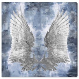 The Oliver Gal Artist Co. Fashion and Glam Wall Art Canvas Prints 'My Silver Wings' Home Décor, 16" x 16", Blue, Gray