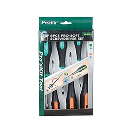 Pro'sKit 902-096 Pro-Soft Screwdriver Set, 3 Phillips, 3 Flat Blade, Multicolor, One Size