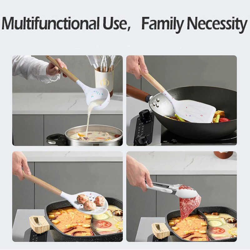 BRIIEC Orange Silicone Kitchen Cooking Utensils Set, Heat Resistant Silicone