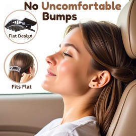 6 Pack Flat & Large French Claw Clips for Women - Strong Hold Hair Claws for Thin/Thick Hair | Tortoiseshell & Solid Colors, Minimalist Hair Accessories for Work, Travel, Sleeping & Everyday Use