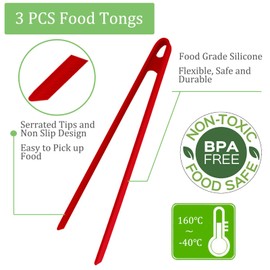 3PCS Silicone Toast Tongs, Trivet Tongs for Cooking, 11.8Inch Silicone Kitchen Tong with Anti-slip Design, Long BBQ Grilling Tong for Toaster, Pan Fried Steak, Barbecue and Salad by Sunenlyst