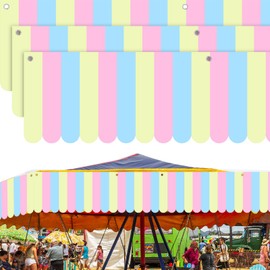 Preboun 3 Pcs Carnival Awning Decorations Tent Circus Hanging Decorations Carnival Banner Concession Stand Sign Canopy Awning for Pirate Summer Party, 9.84''x78.74''(Yellow Pink Green)