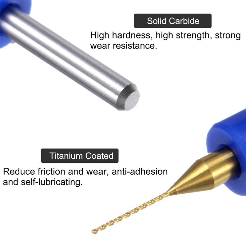 sourcing map 10pcs PCB Drill Bits 1/8" Shank 0.5mm Titanium