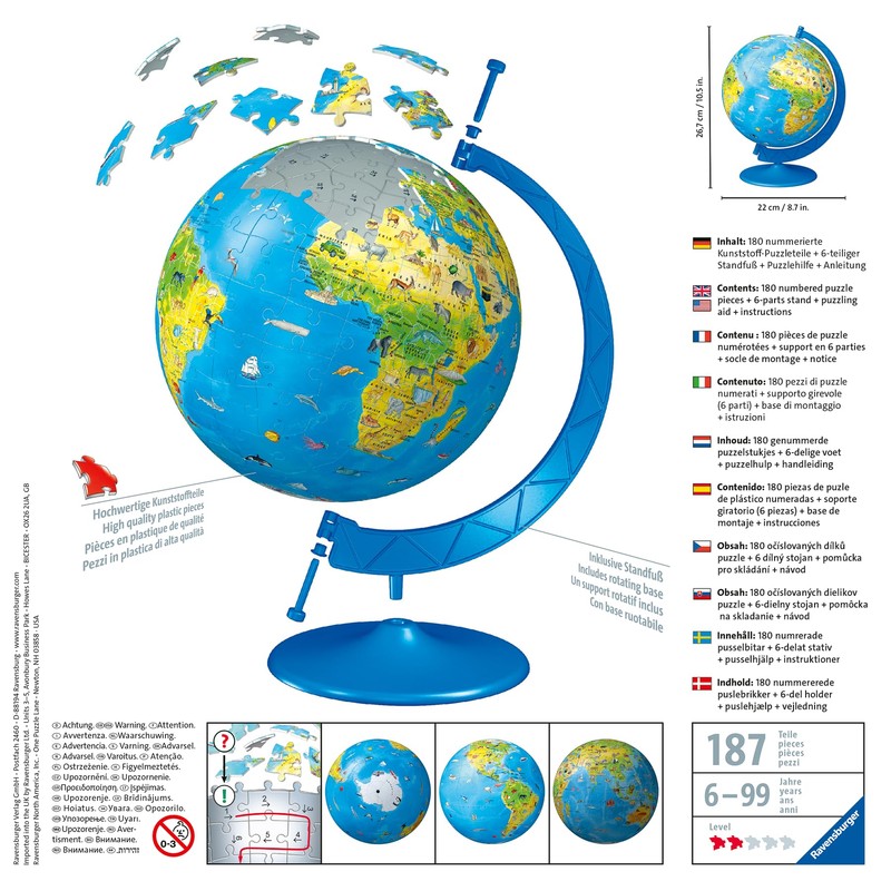Ravensburger Children’s World Globe 3D Jigsaw Puzzle for Kids age
