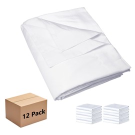 Bulk King Flat Sheets Only, White 12 Pack Quick Sort Top Bed Sheet, Color-Coded Hem Threads, Wrinkle-Free Shrinkage Durable Microfiber Hotel Motel Airb&bs Essentials for Hosts, 105"x102"
