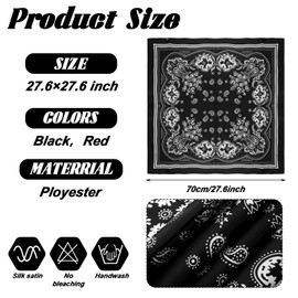 COMNICO 27.5 Inches Satin Head Scarf 2 Pcs Hair Scarf Like Silk Scarf Square Scarf Bandanas Silk Hair Wrap Square Scarf for Women Girls