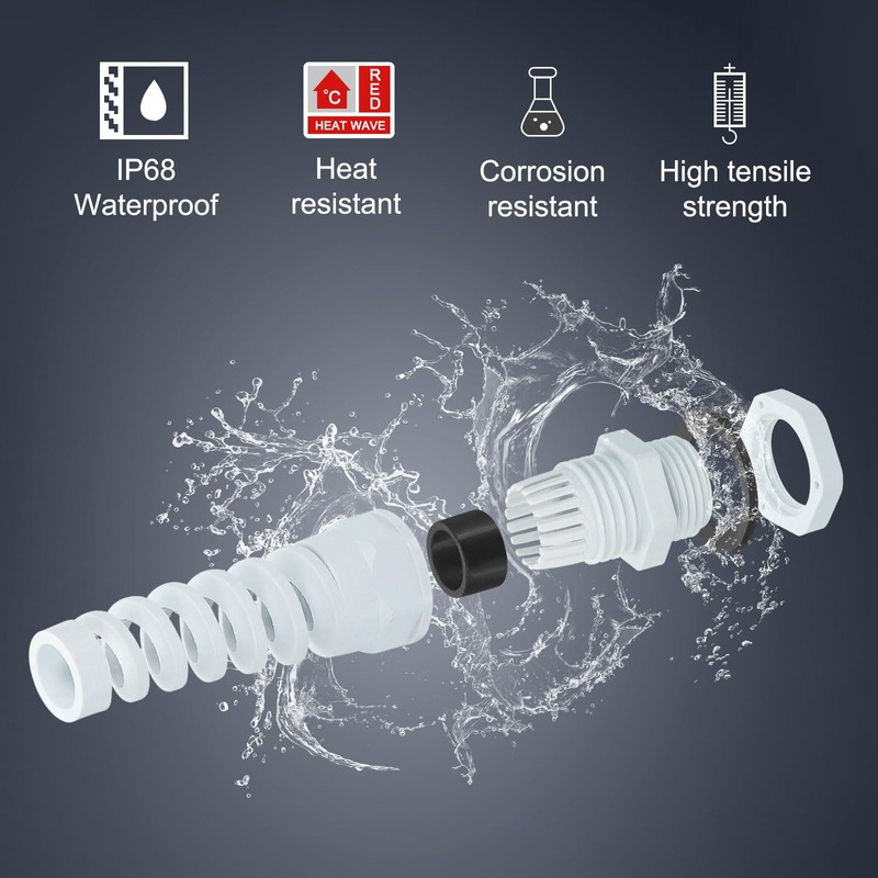 QUARKZMAN Pack of 10 Waterproof Cable Glands, PG9 Nylon Coil