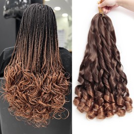 French Curly Braiding Hair Pre Stretched Loose Wavy Braiding Hair French Curl Crochet Braids for Women Loose Wavy Curl Hair Extensions 24 Inch