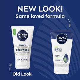 NIVEA MEN Sensitive Face Wash with Vitamin E, Chamomile and Witch Hazel Extracts, Gently Cleanses Skin Without Drying, 5 Fl Oz Tube | NIVEA MEN