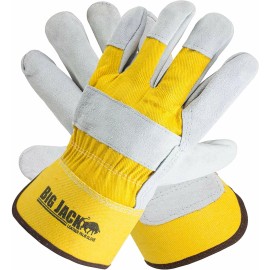 BG Gloves BGBY22 Cowhide Leather Palm Gloves with rubberized safety cuff (L) - 72 Pairs, Yellow