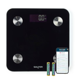 Salter Smart Scale – Personal Body Weight Scale, 180kg Capacity, 17 Body Metrics, Salter Health App, Body Fat/Water, Muscle/Bone Mass, BMI and BMR, 8 User Memory, Backlit Display, Black, SA00655FEU6