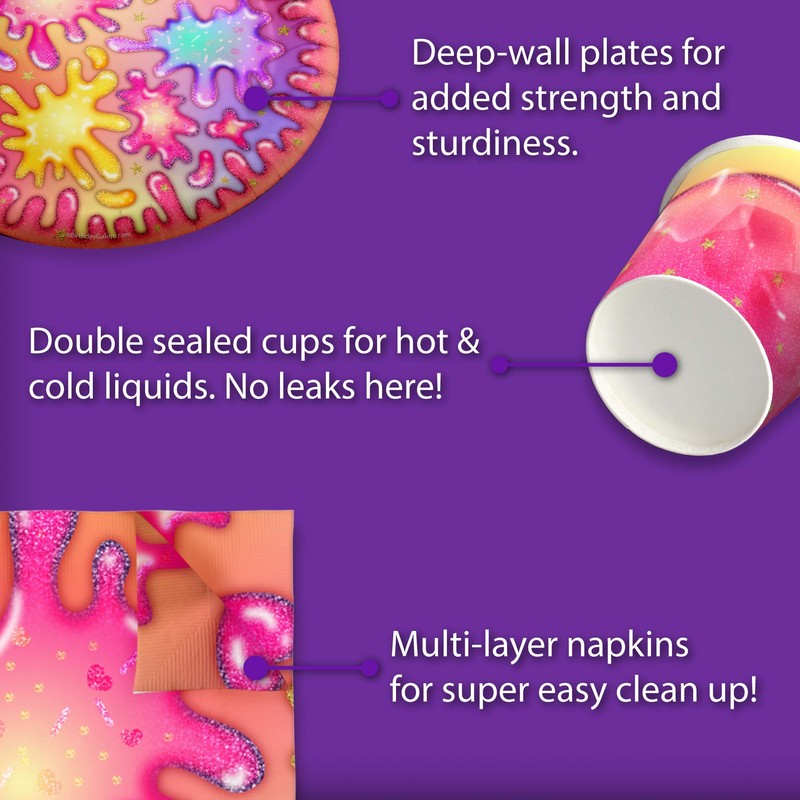 Girl Glitter Slime Making Birthday Party Supplies Set Plates Napkins