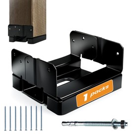 1PCS 6x6 Post Base for Concrete Heavy Duty Black E-Coated 6x6 Post Bracket Anchor Adjustable Base with 1" Standoff for Deck Pergola Patio Gazebo Porch (Included Screws)