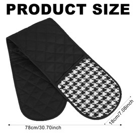 Larfraecy Double Oven Gloves Heat Resistant,Long Black Cotton Potholder for Baking, Grilling,Cooking–Nonslip Heat Resistant Protection Kitchen Essentials Oven Mitts(78 x 18cm)