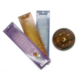 Prabhujis Gifts 3 Packs of 10 Incense Sticks+Wooden Burner Combo Pack Tuberose Vedic Musk Jasmin