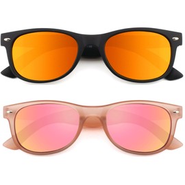 2 Pack Reader Sunglasses for Men Women Classic Rectangle Reading Glasses Outdoor Full Lenses Magnifying Eyewear UV Protection Pink/Black Red+2.75