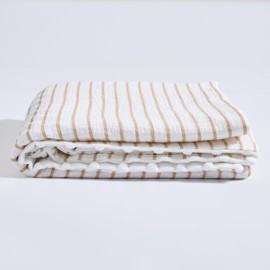 Meracorallo Baby Blankets for Unisex Boys and Girls, Super Soft Nursery Bed Blankets, Printed Throw Blanket with Muslin Cotton Front and Minky Dotted Fleece Backing, 30" x 40" (Neutral Stripe)