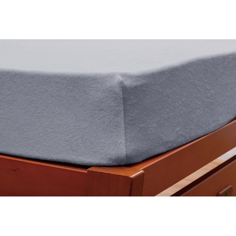 Soft Cotton Terry Cloth 1 Piece Fitted Sheet Grey Single