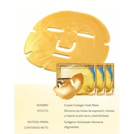5 Mascarillas Faciales Oro Gold 24k Doradas Con Colageno, Antiarrugas Revitalizante Antiedad Para Hidratar, Nutrir Y Cuidar La Piel, Rejuvenecedoras