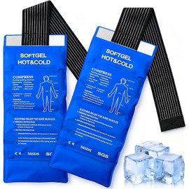 2 PCS Bolsas Para Compresas De Hielo, Compresas Frio, Gel Calor Frio, Paquetes de Hielo Deportivos, Grande Bolsas de Hielo Gel Térmico con Banda Ajustable, Bolsa para Frio o Calor Reutilizable, 45x18cm