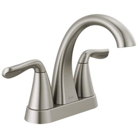 Delta Arvo Centerset Bathroom Faucet, Brushed Nickel 2-Handle Bathroom Faucet, Delta Bathroom Sink Faucet, Brushed Nickel 3-Hole Bathroom Faucet, Spotshield Stainless 25840LF-SS