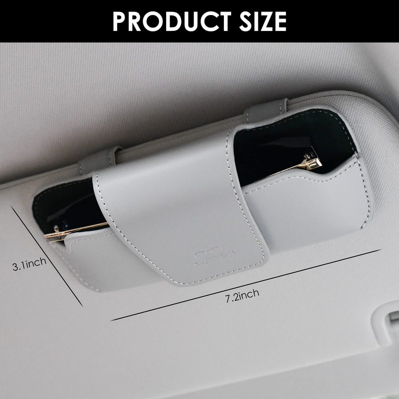 URIZZD Sunglass Holder for Car Visor, Car Sunglasses Holder Leather,