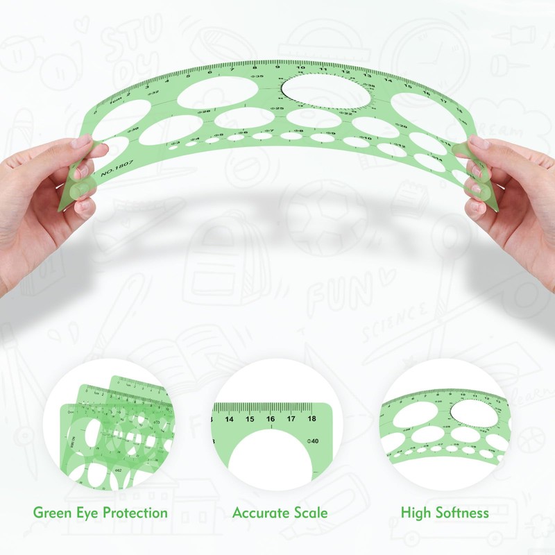 4 PCS Circle Stencil, Circle Template, Circle Ellipse Triangle Square