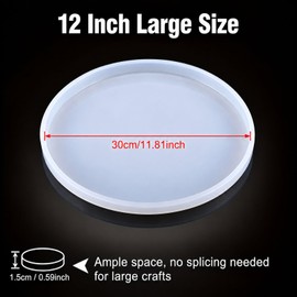Bamyli 12in Round Resin Moulds - Large Diameter Silicone Tray, Thick Non-Stick Epoxy Mold for Charcuterie Board, Coaster, Cutting Board, DIY Craft Decor