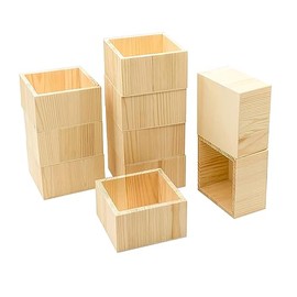 10 Pack 4 Inch Square Wood Box Unfinished Small Wooden Boxes for Crafts (Outer 4.1x 4.1x 2.4 IN ,Interior 3.5 x 3.5 x 2.3 IN)
