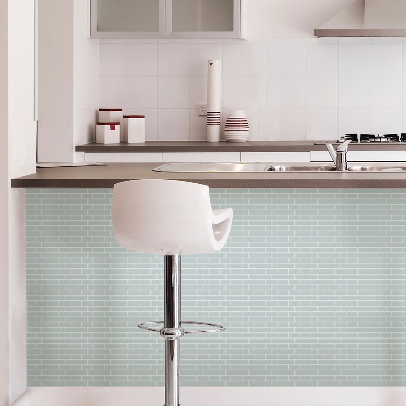In Home NH2361 Sea Glass Peel & Stick Backsplash Tiles,