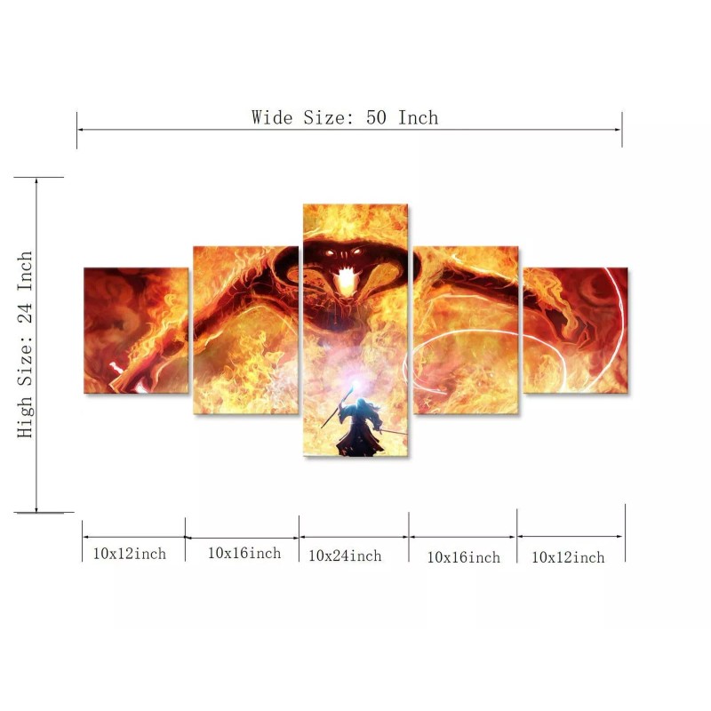 Yatsen Bridge Fans' Gift Giclee Wall Art Balrog and Gandalf