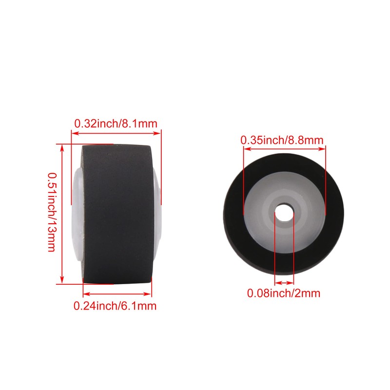 Sevender 13x6x2mm Black Rubber Bearing Roller Guide Pulley Bearing Wheel