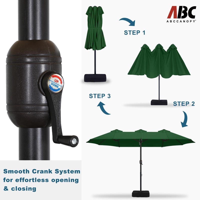 ABCCANOPY 15FT Double-Sided Aluminum Table Patio Umbrella Garden Large Umbrella,Swimming