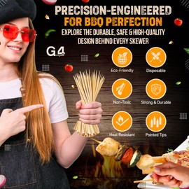 G4GADGET 50 Pack Bamboo Paddle Skewers 20cm – Wooden Flat Sticks for BBQ, Kebabs, Chicken Skewers, Appetizers, Fruit, Party Picks, Cocktail & Buffet Sticks