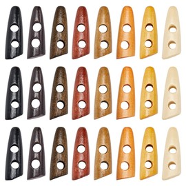 GORGECRAFT Toggle Buttons in 80 Colours, 8 mm Long, Horn-Shaped Wooden Button, Accessories, 34 Holes, Wooden Buttons for Sweaters and Coats, Sewing Buttons as Replacement for Jackets, Clothing,