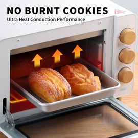 2-PACK Toaster Oven Pans for Baking,Shinsin 9X11 Non-stick Baking Trays, 57% Thicker Cookie Sheet Pans Set, Dishwasher Safe and Heavy Duty Small Replacement Trays for Toaster Cven (Silver)