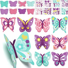 48 Pcs Butterfly Party Supplies Game Spring Butterfly DIY Paper Crafts Make Your Own Butterfly Stickers Cutout for Kids Boys Girls Party Favor Spring Easter Party Decors School Classroom Rewards Arts