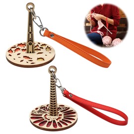 Yarn Holder for Crochet 2Pcs, Portable Wrist Strap Yarn Holder for Knitting with Leather Wristband to Prevent Yarn Entanglement, String Dispenser for Hats Sweaters Handicrafts (Orange/Red)