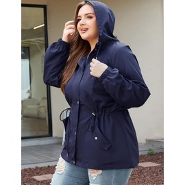 Raincoat For Women Lightweight Rain Coat Womens Rain Jackets Waterproof With Hood Travel Jacket Navy Blue 2XL