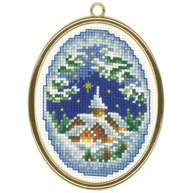 Vervaco Embroidery Kit, Winter Villages (18 Count) 3/Pkg, 6x8cm