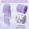 JarThenaAMCS Spring Butterfly Floral Wired Edge Ribbon Flower Purple Fabric