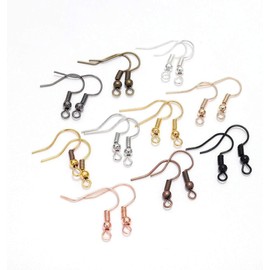 100Pcs 20 * 17mm Red Copper Earring Hooks Hypo-allergenic Ear Wires Fish Hooks with Ball and Coil Earring Wires Jewelry Findings Ear Wires Fish Hooks with DIY Jewelry Making Supplies