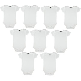 Little Pipers - Body para bebé (algodón, 3 unidades), color blanco, White Short Sleeves-(9pk), 6-12 Meses