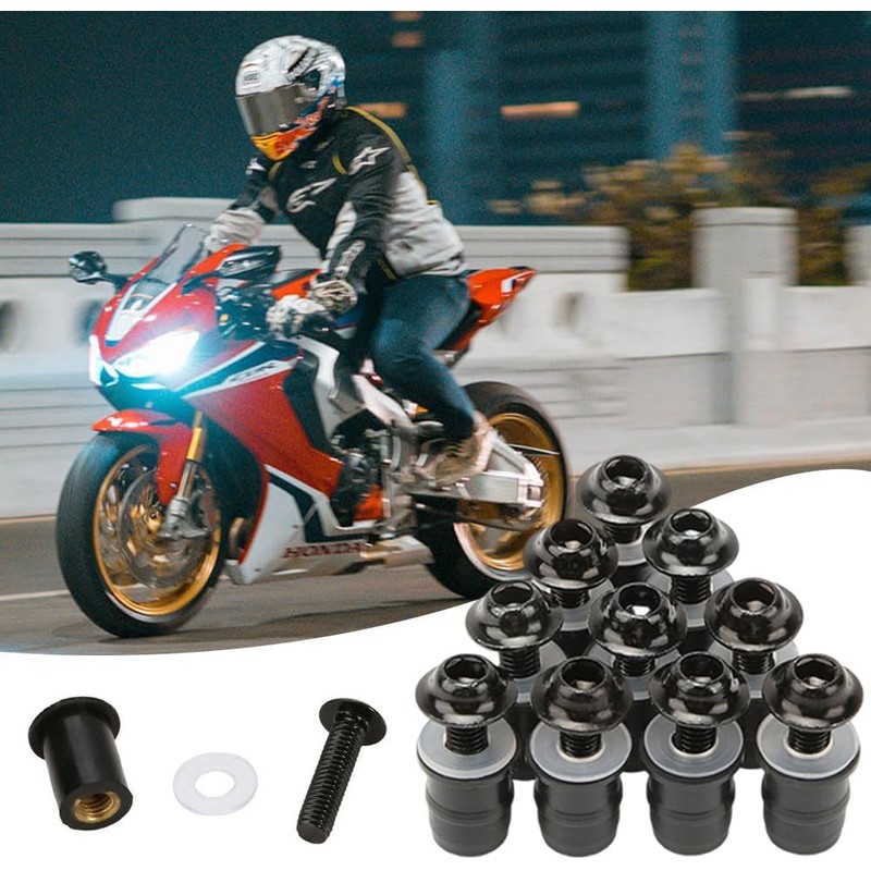 10 Screws for Attaching Motorcycle Windshields, M5 x 16 mm