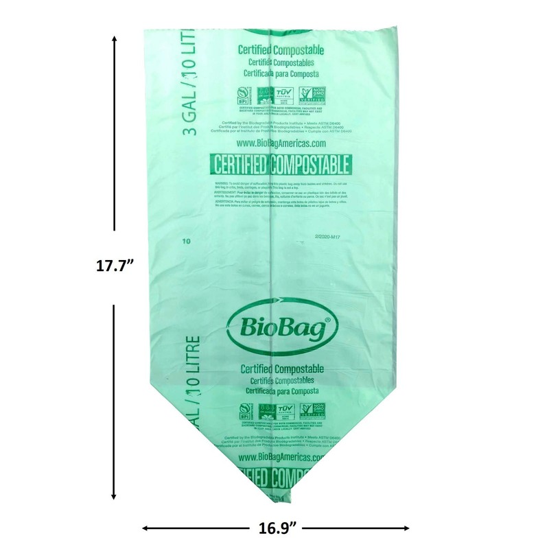 BioBag 3 Gallon Compostable Liners (25 Bags/20 Rolls per Case),