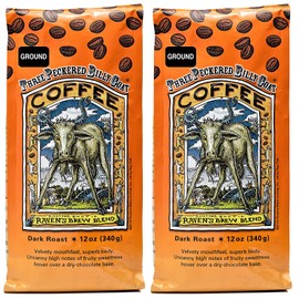Raven’s Brew Coffee Ground Three Peckered Billy Goat – Dark Roast – Breakfast Coffee Bliss with an Instant Caffeine Supercharge – Delicious as Espresso – 2-pack of 12oz Bags