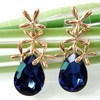 Navachi 18k Gold Plated Crystal Leaves Blue Pear-shaped Zirconia Az2307d